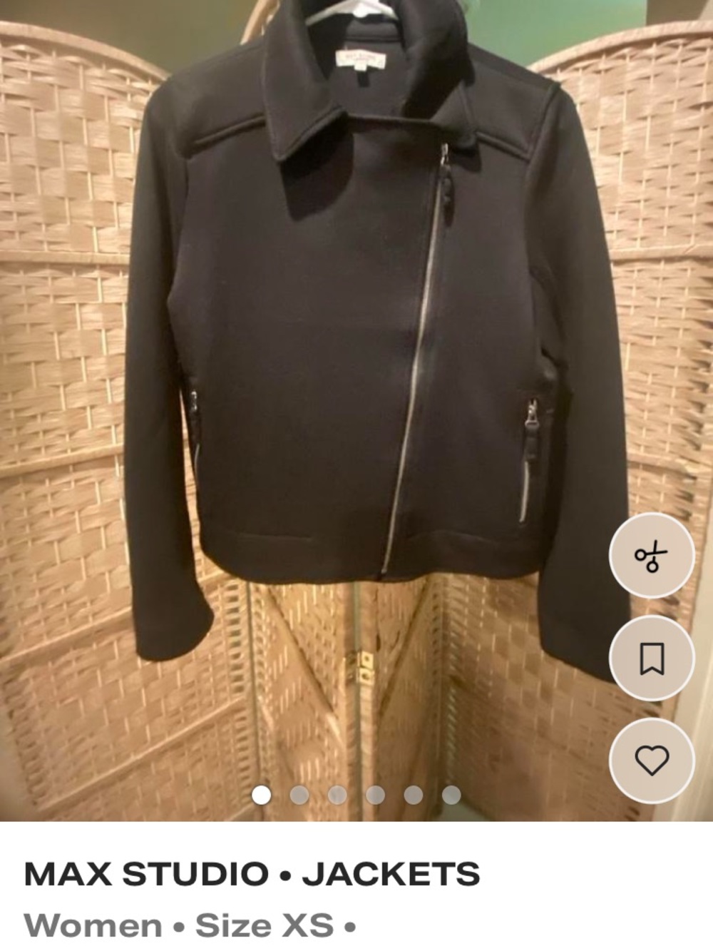 Max Studio Black Asymmetrical Zip Blazer Jacket